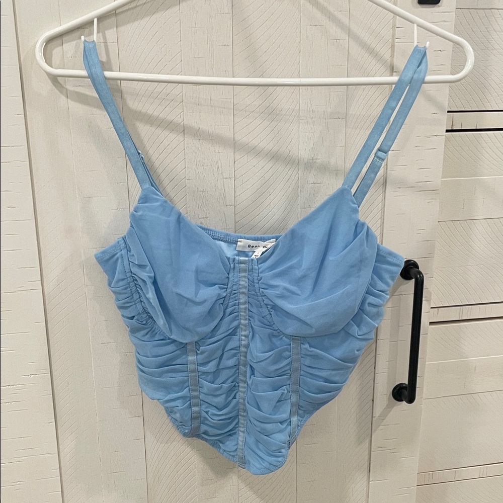 Bear Dance Sky Blue Ruched Camisole